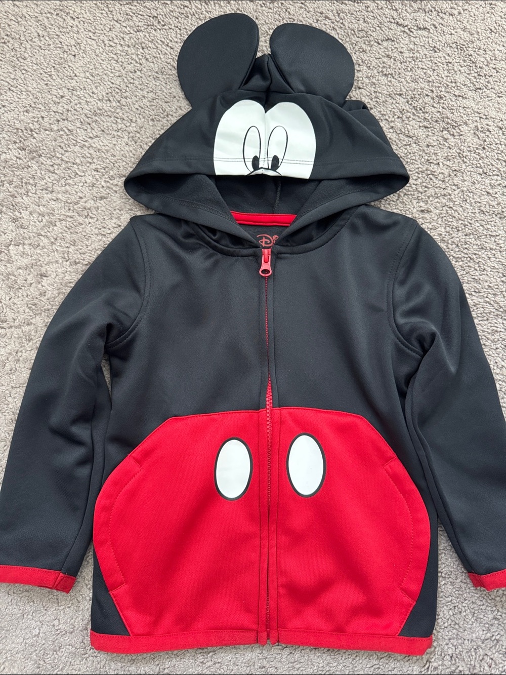Disney x Jumping Beans Mickey Mouse Full Zip Hooded Ears Fleece Jacket Black 3T